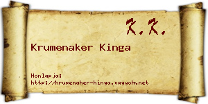 Krumenaker Kinga névjegykártya